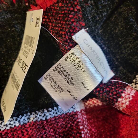 CHARTER CLUB Red Chenille Fringed Infinity Scarf OS - Picture 3 of 3